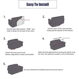 HOUSE OF QUIRK Navy Blue 2-Seater Stretchable Non-Slip Sofa Cover image 2