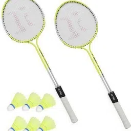 miniblitz Badminton Set Of 2 Piece Badminton Racquet with 6 Piece Plastic Shuttle Badminton Kit image 1