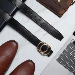 kaezri Women Casual, Evening, Formal, Party Black Artificial Leather Belt image 3