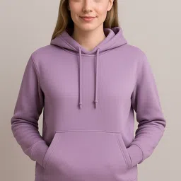 Women Full Sleeve Solid Hooded Sweatshirt-image-0