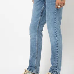 blue buddha Men Slim Mid Rise Blue Jeans image 3