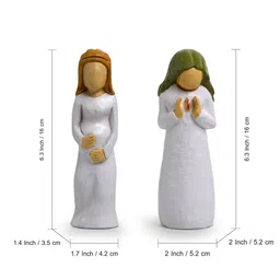 ExclusiveLane Set of 2 White  Yellow A New Life Hand-Carved Wooden Figurine Showpiece image 2
