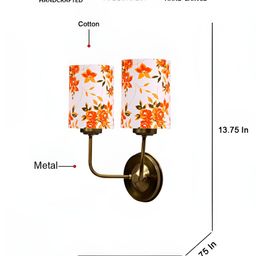 Devansh White & Gold-Toned Printed Metal Traditional Cylinder Shaped Wall Lamp-image-53