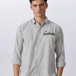 HAMPTONS Men Vertical Striped Spread Collar Cotton Casual Shirt-picture-14