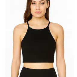 PUERY Women Ribbed Shoulder Straps Tank Crop Top-picture-12