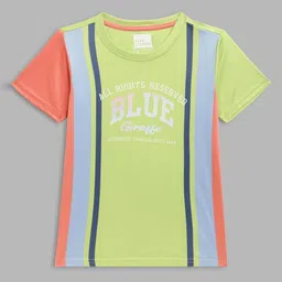 Blue Giraffe Boys Typography Colourblocked Applique T-shirt-picture-30