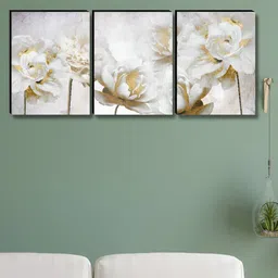 Myntra Elegant Homes White & Gold-Toned 3 Pieces Floral & Botanical Wall Art-picture-17
