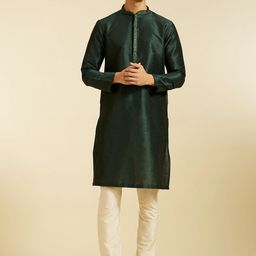 Diwas by Manyavar Floral Embroidered Mandarin Collar Thread Work Straight Kurta-picture-6