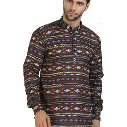 Bought First Men Geometric Printed Indie Prints Kurta image 4