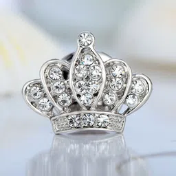 Peora Silver-Plated Cubic Zirconia Studded Kings Crown Elegant Brooch Jewellery for Men-picture-25