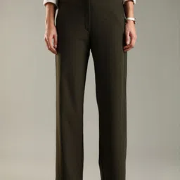 DOMIN8 Women Solid Straight Fit Mid-Rise Trousers-picture-23