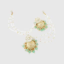 aadita Gold-Plated Beaded Dome Shaped Jhumkas image 2