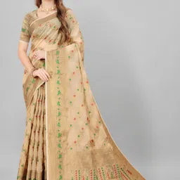 VS MALL Woven Design Zari Pure Cotton Banarasi Saree-picture-34