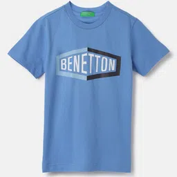 United Colors of Benetton Boys Typography Printed Pure Cotton Applique T-shirt-picture-47