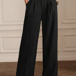 BROADSTAR Women Smart Loose Fit High-Rise Easy Wash Pleated Korean Pant-image-84