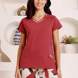 Bodycare Women Printed Pure Cotton V-Neck Night suit-picture-37