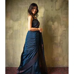 Lyzoo Woven Design Zari Handloom Saree image 3