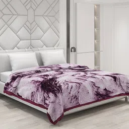 Monte Carlo Brown & White Abstract Printed Heavy Winter Double Bed Blanket 1041 GSM-picture-35