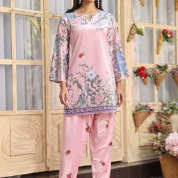 HOUSE OF KARI Printed Round Neck Velvet Tunic With Palazzos Co-Ords-picture-33