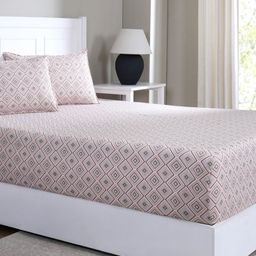 MASPAR Peach Colored Printed Pure Cotton 144 TC King Size Bedsheet Set 2.75 x 2.75 m-picture-45