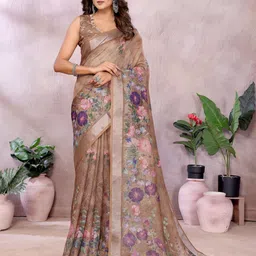 GULKEE FAB Floral Zari Linen Blend Saree-picture-22