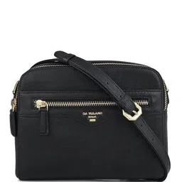 Da Milano Women Textured Crossbody Bow Detail Leather Sling Bag-picture-47