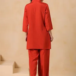 JISORA Printed Mandarin Collar Top & Palazzos Co-Ords Set image 3