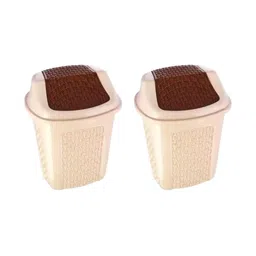 SONAL Euro 2Pcs Beige & Brown Textured Eco-Friendly Swing Dustbins - 1.5 L-picture-44
