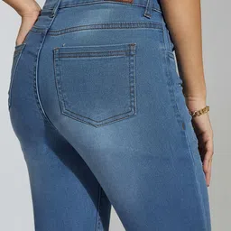 Miss Chase Wood Duck Women Skinny Fit Low Distressed Light Fade Stretchable Jeans image 2