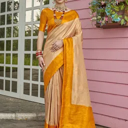 Anouk Rustic Ethnic Motifs Woven Design Banarasi Saree With Blouse Piece-picture-37