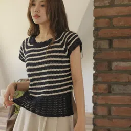 KPOP Women Striped Pullover Sweater image 4