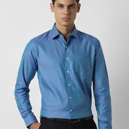 Van Heusen Men Slim Fit Solid Spread Collar Pure Cotton Formal Shirt-picture-20