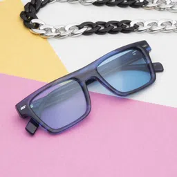 Ted Smith Unisex Blue Square Acetate Sunglasses With Polarised Lens-picture-11