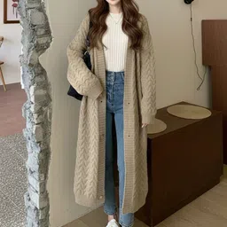 Mast & Harbour Women Cable Knit Longline Cardigan-picture-35