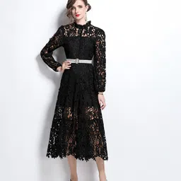 JC Collection Women Solid A-Line Midi Dress image 4
