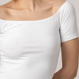 pyr8 Redamancii Women Vertical Striped Off-Shoulder Polycotton Top image 2