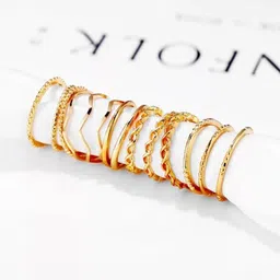 TheVineGirl Set Of 14 Gold Plated Adjustable Finger Rings-picture-23