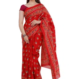 Craft Musium Floral Pure Cotton Bagru Saree-picture-10