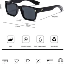 Being Better Unisex Black Lens & Black Rectangle Sunglasses with image 2