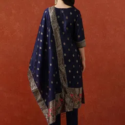 QSH Women Regular Woven Design Kurta & Trousers With Woven Design Dupatta image 4