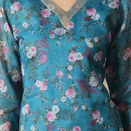 Sangria Floral Printed A-Line Kurta image 2