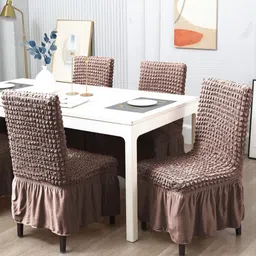 HOKIPO Mauve 4 Pieces Textured Stretchable Chair Covers image 3