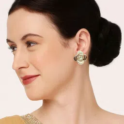 Anouk Artificial Stones Studded Floral Shaped Meenakari Studs image 2