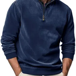 StyleCast x Revolte Men Solid Half Zipper High Neck Sweatshirt image 1