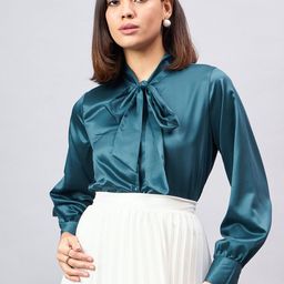 Style Quotient Tie-Up Neck Puff Sleeve Shirt Style Top-picture-16