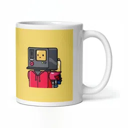 Mr UVD White & Yellow Graphic Printed Ceramic Matte Mug 350 ml image 3