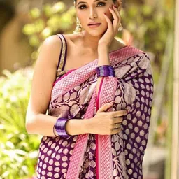 CANIZZARO Woven Design Zari Silk Blend Banarasi Saree image 2