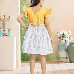 BAESD Girls Floral Printed Flutter Sleeve Fit & Flare Dress image 3