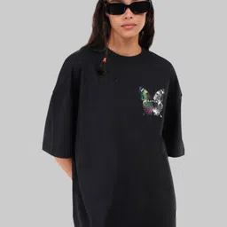 Underrated Club Women Printed Hooded Extended Sleeves Bio Finish Raw Edge T-shirt-picture-13