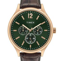 Timex Men Brass Dial & Leather Textured Straps Analogue Multi Function Watch TWEG18434-picture-5